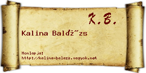 Kalina Balázs névjegykártya